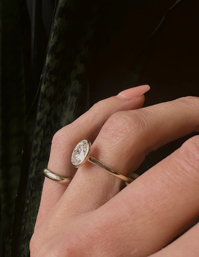 Bezel Ring with 2.0 CT Oval Cut Moissanite