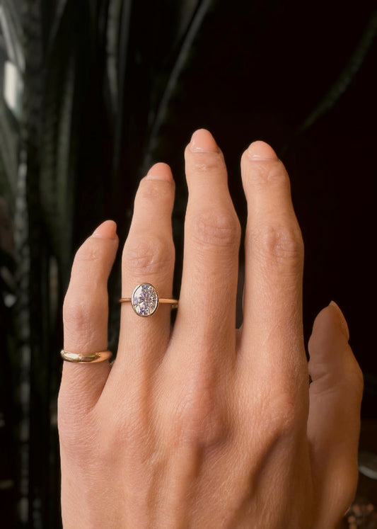 Bezel Ring with 2.0 CT Oval Cut Moissanite