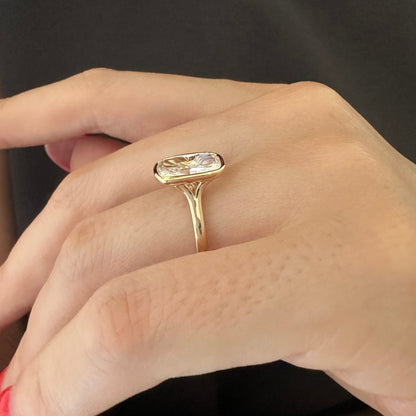1.0-3.0 CT Elongated Cushion Lab Grown Diamond bezel Engagement Ring