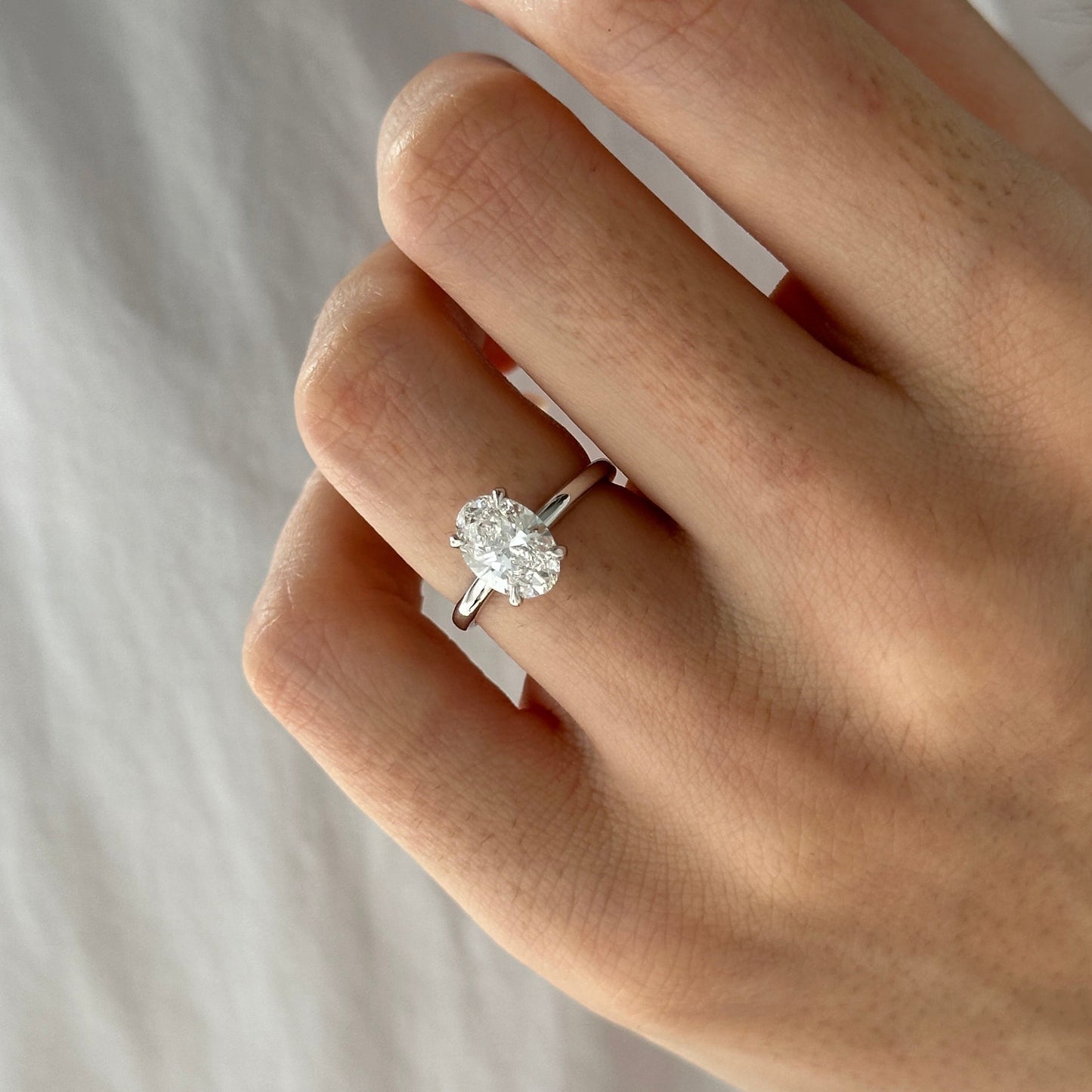 1.0-3.0 CT Oval cut Lab Grown Diamond Solitaire Engagement Ring