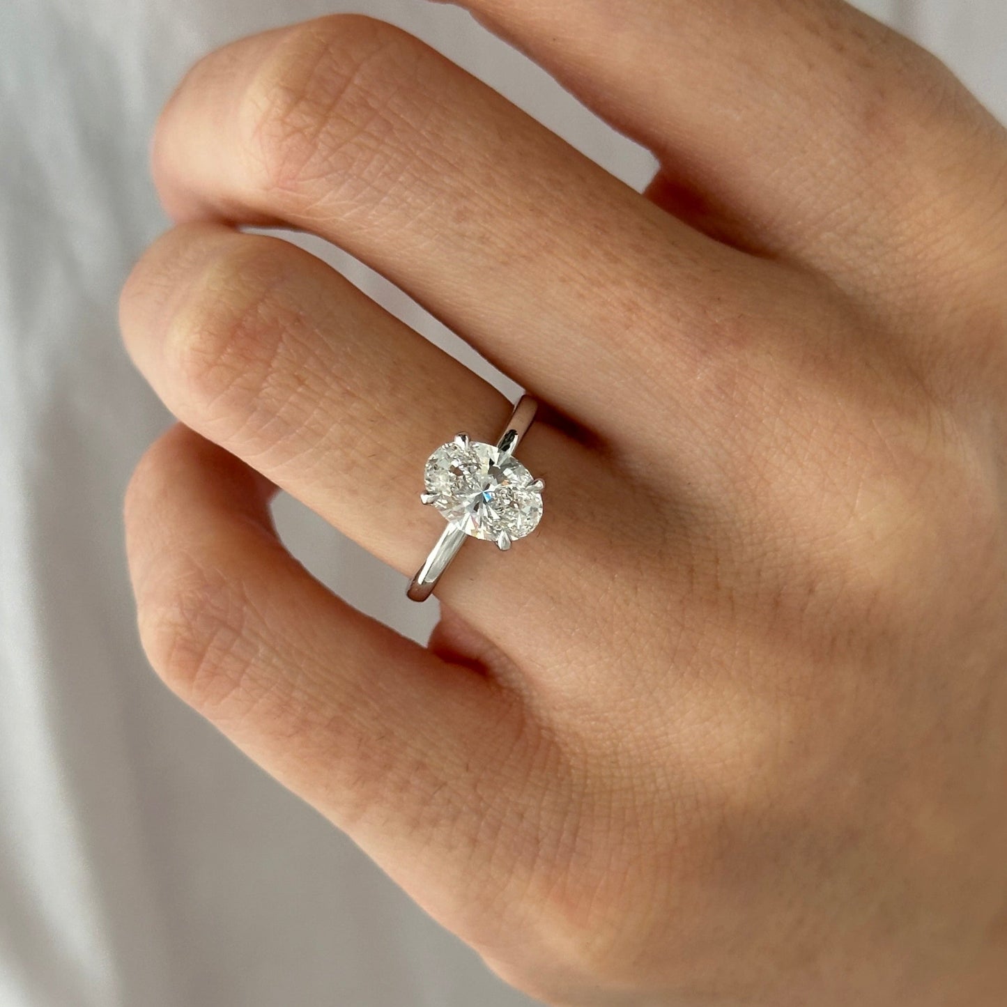 1.0-3.0 CT Oval cut Lab Grown Diamond Solitaire Engagement Ring