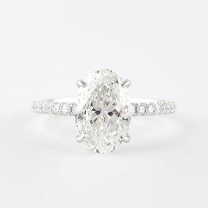 1.91 CT Oval Double Hidden Halo & Pave Moissanite Engagement Ring - crownmoissanite