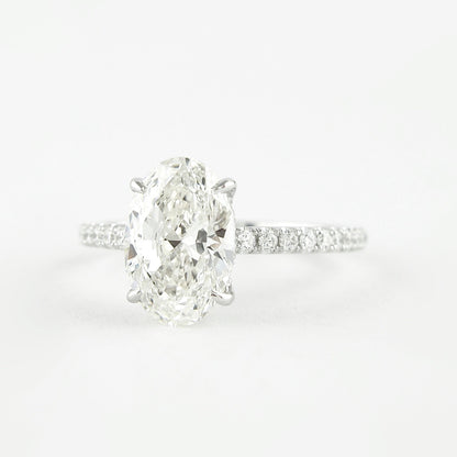 1.91 CT Oval Double Hidden Halo & Pave Moissanite Engagement Ring - crownmoissanite