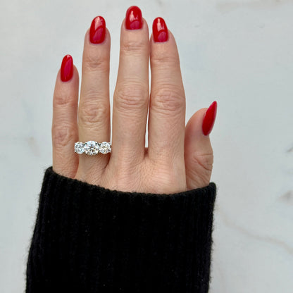 3.0 CT Round E/VS1 CVD Diamond Three Stone Engagement Ring
