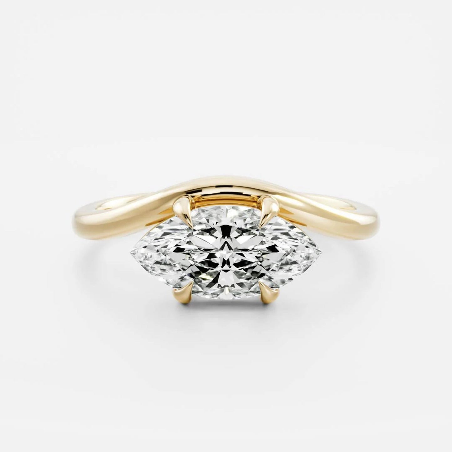 1.0 - 4.0 CT Marquise Lab Grown Diamond Curved Engagement Ring