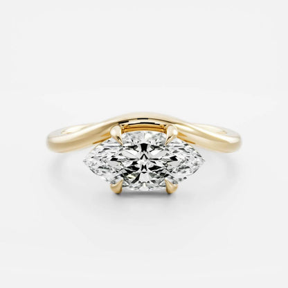1.0 - 4.0 CT Marquise Lab Grown Diamond Curved Engagement Ring