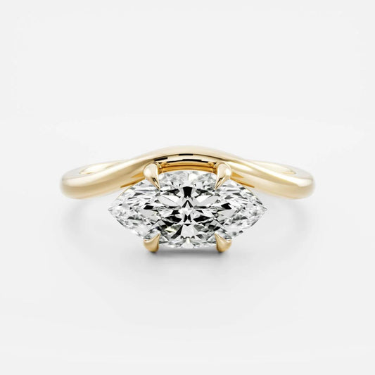 1.0 - 4.0 CT Marquise Lab Grown Diamond Curved Engagement Ring