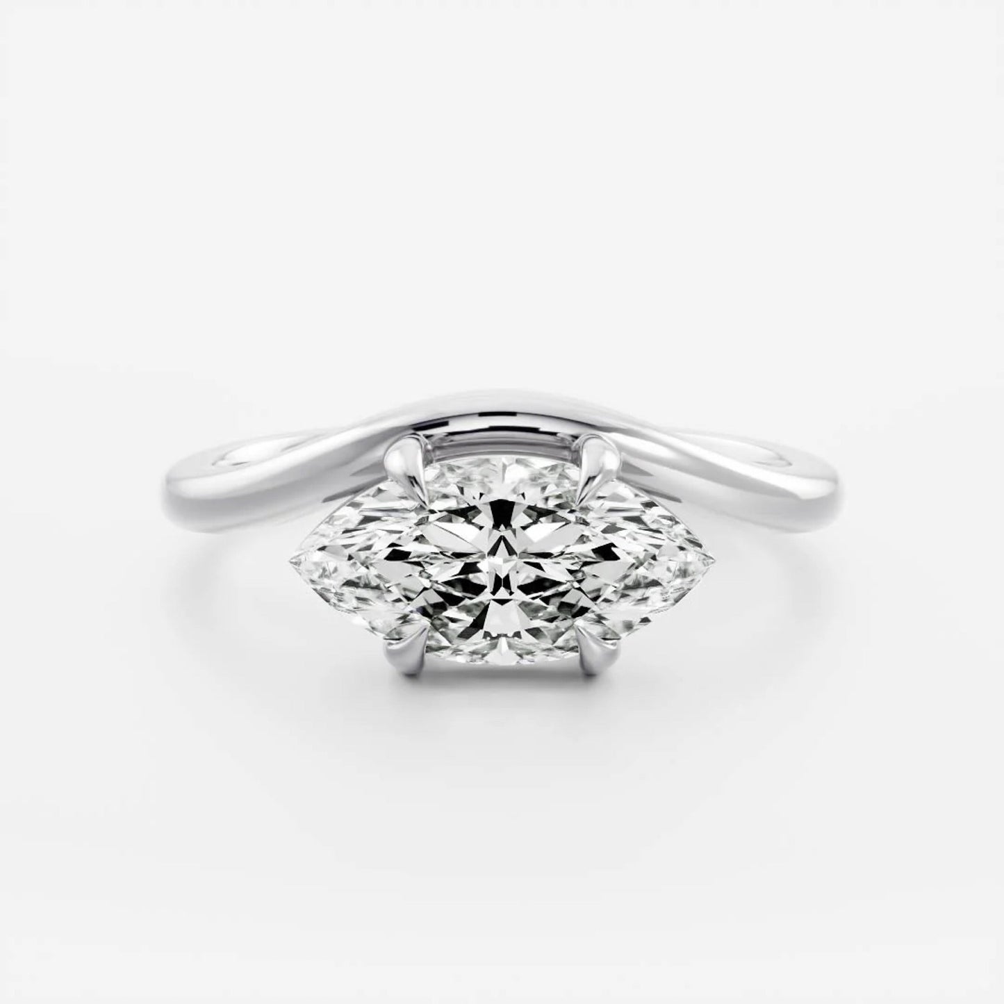 1.0 - 4.0 CT Marquise Lab Grown Diamond Curved Engagement Ring