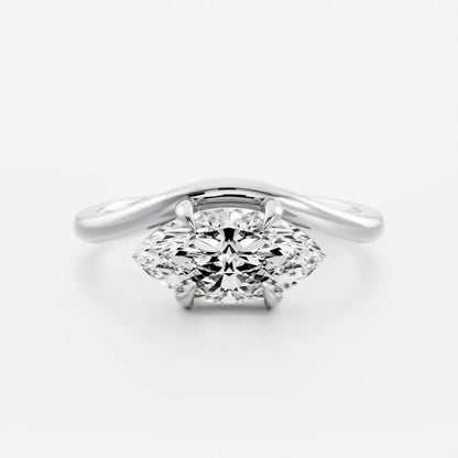 1.0 - 4.0 CT Marquise Lab Grown Diamond Curved Engagement Ring