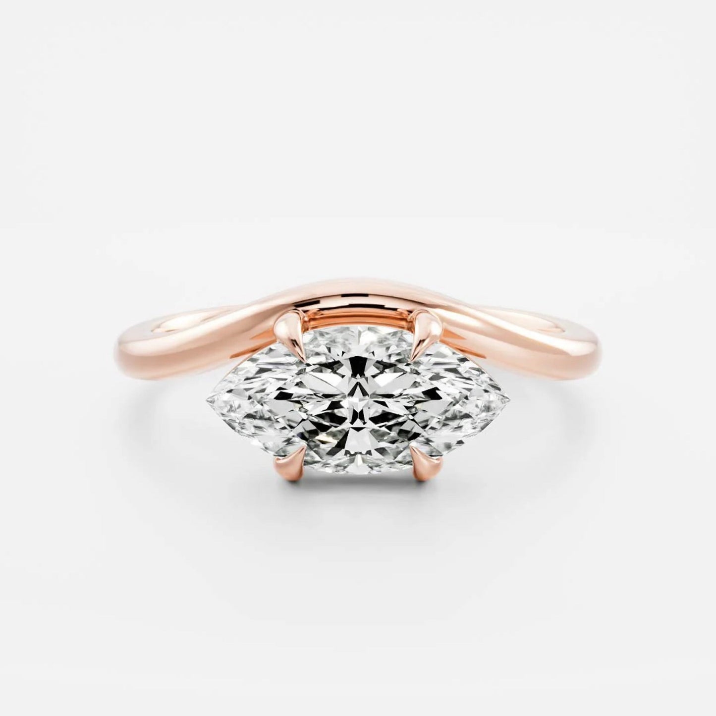 1.0 - 4.0 CT Marquise Lab Grown Diamond Curved Engagement Ring