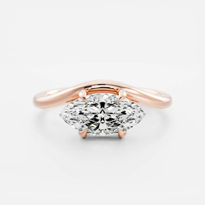 1.0 - 4.0 CT Marquise Lab Grown Diamond Curved Engagement Ring