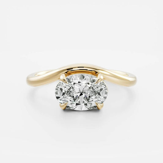 1.0 - 3.0 CT Oval Lab Grown Diamond Curved Engagement Ring