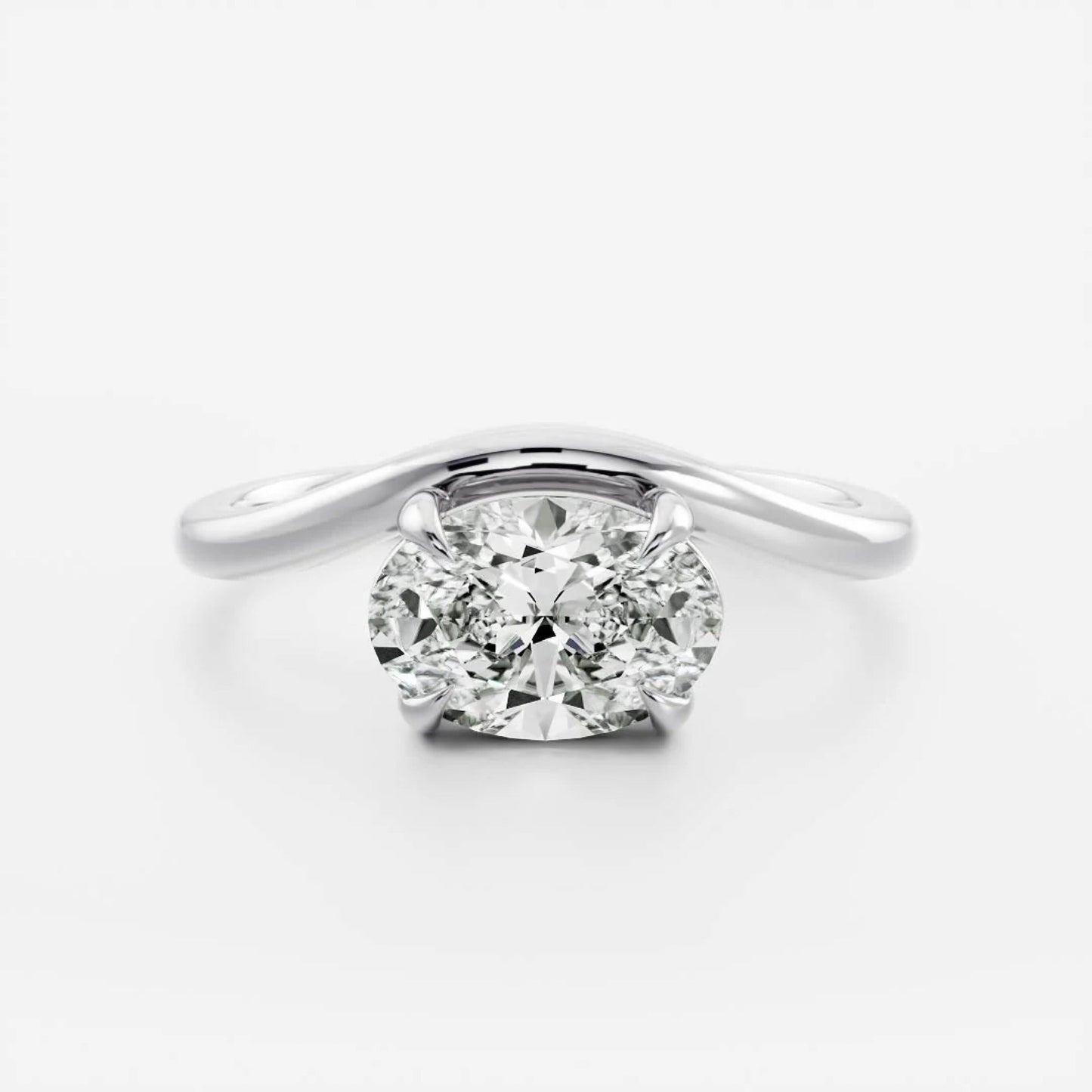 1.0 - 3.0 CT Oval Lab Grown Diamond Curved Engagement Ring