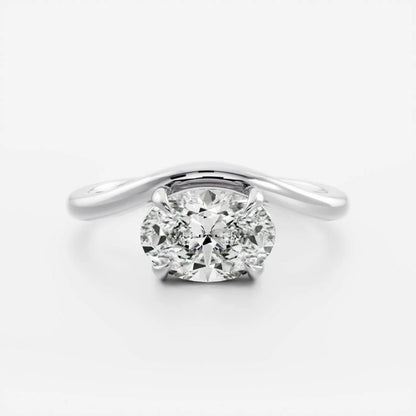 1.0 - 3.0 CT Oval Lab Grown Diamond Curved Engagement Ring