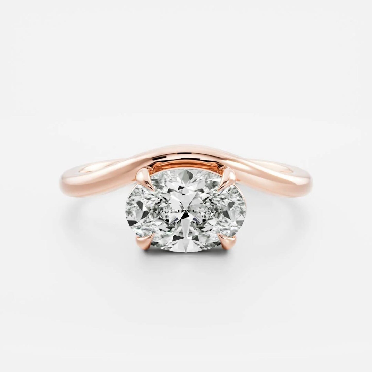 1.0 - 3.0 CT Oval Lab Grown Diamond Curved Engagement Ring