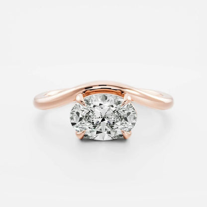 1.0 - 3.0 CT Oval Lab Grown Diamond Curved Engagement Ring