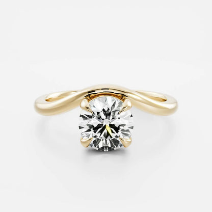 1.0 - 3.0 CT Round Lab Grown Diamond Curved Engagement Ring