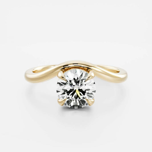 1.0 - 3.0 CT Round Lab Grown Diamond Curved Engagement Ring