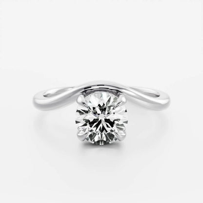 1.0 - 3.0 CT Round Lab Grown Diamond Curved Engagement Ring