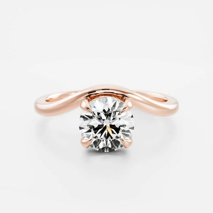 1.0 - 3.0 CT Round Lab Grown Diamond Curved Engagement Ring