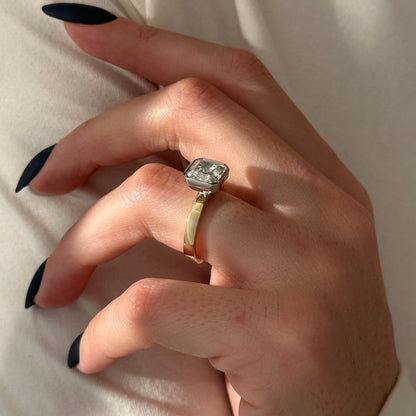 1.0-3.0 CT Asscher Lab Grown Diamond bezel Setting Engagement Ring