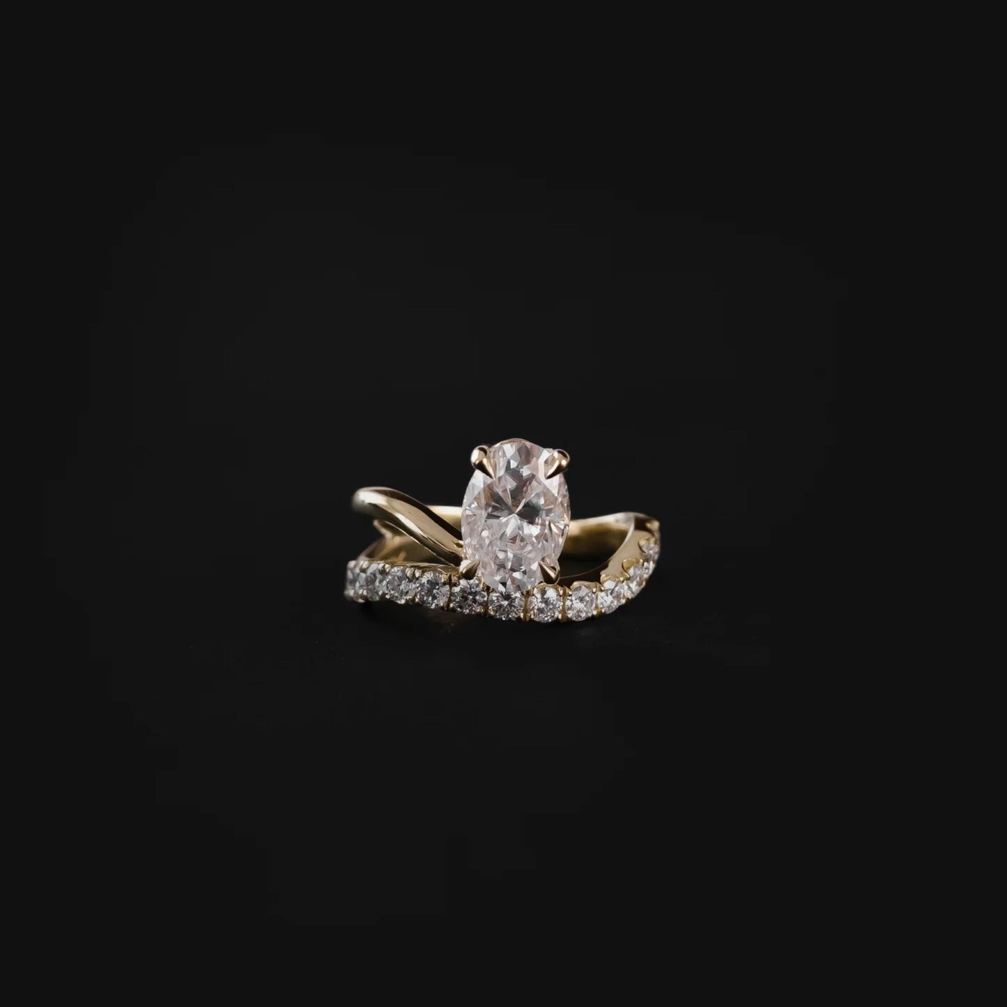 1.0- 3.5 CT Oval Lab Grown Diamond Pave Engagement Ring