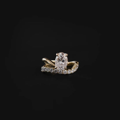 1.0- 3.5 CT Oval Lab Grown Diamond Pave Engagement Ring