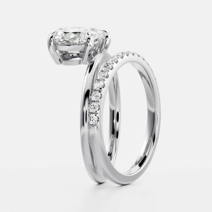 1.0- 3.5 CT Oval & Pear Lab Grown Diamond Double Band Engagement Ring