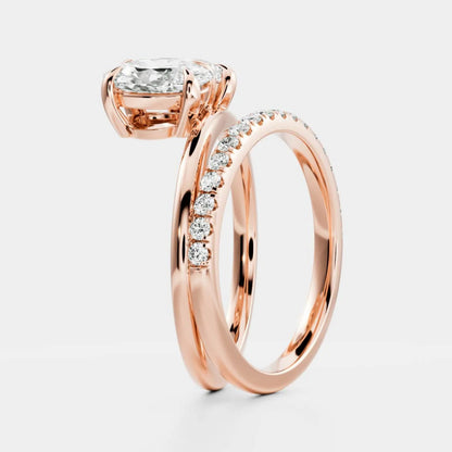 1.0- 3.5 CT Oval & Pear Lab Grown Diamond Double Band Engagement Ring