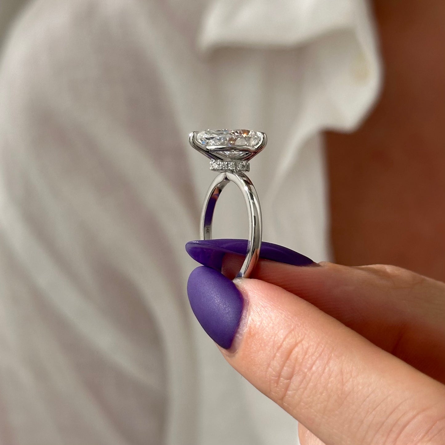 3.0-5.0 CT Pear Cut Lab Grown Diamond Hidden halo Engagement Ring