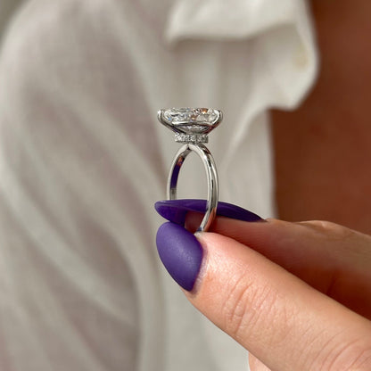 3.0-5.0 CT Pear Cut Lab Grown Diamond Hidden halo Engagement Ring