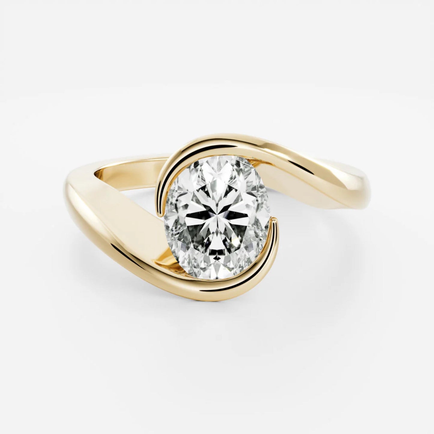 1.0- 3.5 CT Oval Lab Grown Diamond Wrap Engagement Ring