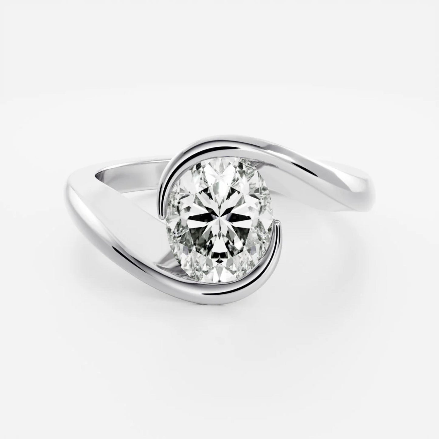 1.0- 3.5 CT Oval Lab Grown Diamond Wrap Engagement Ring
