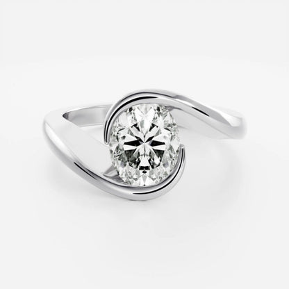 1.0- 3.5 CT Oval Lab Grown Diamond Wrap Engagement Ring
