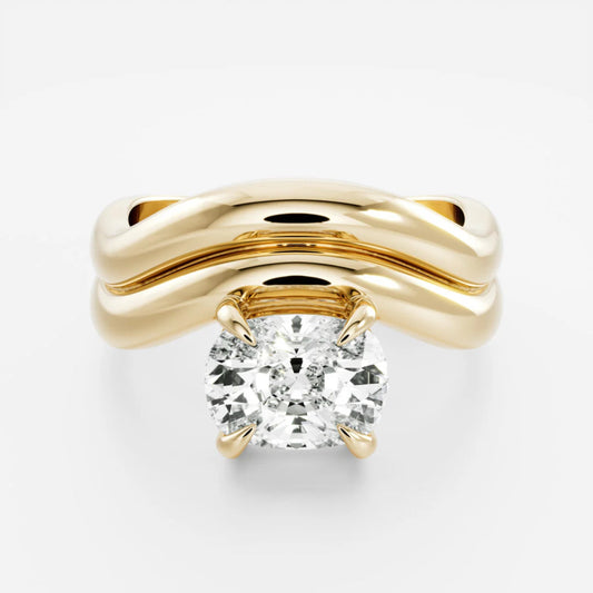 1.0- 3.5 CT Elongated Cushion Lab Grown Diamond Double Curved Engagement Ring