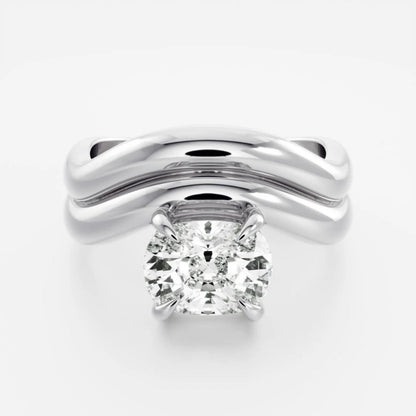 1.0- 3.5 CT Elongated Cushion Lab Grown Diamond Double Curved Engagement Ring