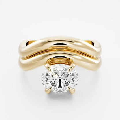 1.0 - 3.5 CT Oval Lab Grown Diamond Double Curved Engagement Ring