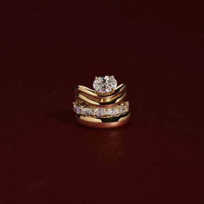 1.0 - 3.5 CT Oval Lab Grown Diamond Double Curved Engagement Ring