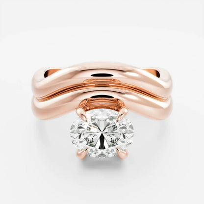 1.0 - 3.5 CT Oval Lab Grown Diamond Double Curved Engagement Ring