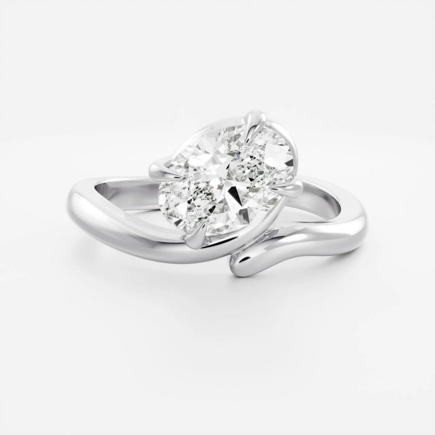 1.0 - 3.5 CT Oval Lab Grown Diamond Twisted Engagement Ring