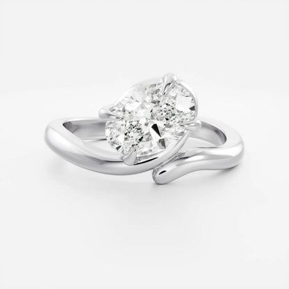 1.0 - 3.5 CT Oval Lab Grown Diamond Twisted Engagement Ring