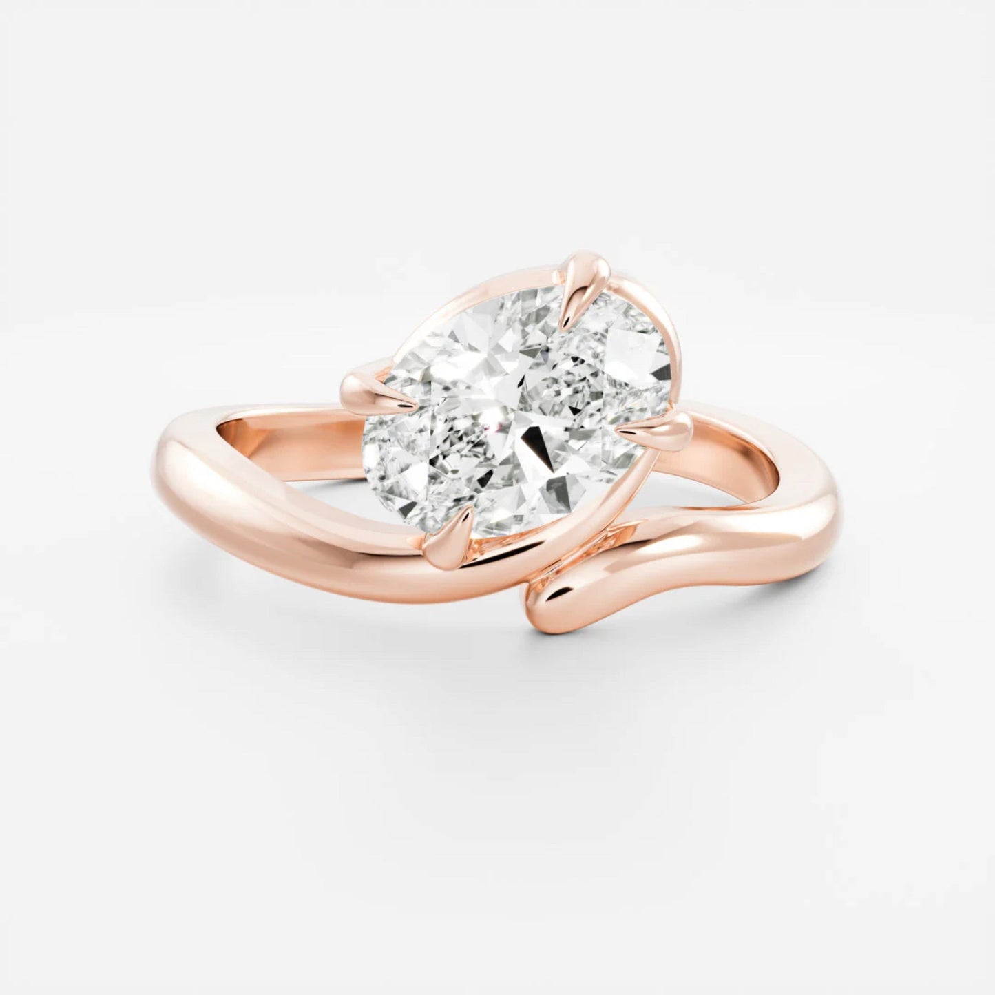 1.0 - 3.5 CT Oval Lab Grown Diamond Twisted Engagement Ring