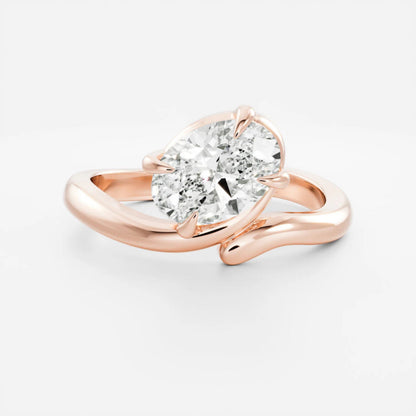 1.0 - 3.5 CT Oval Lab Grown Diamond Twisted Engagement Ring
