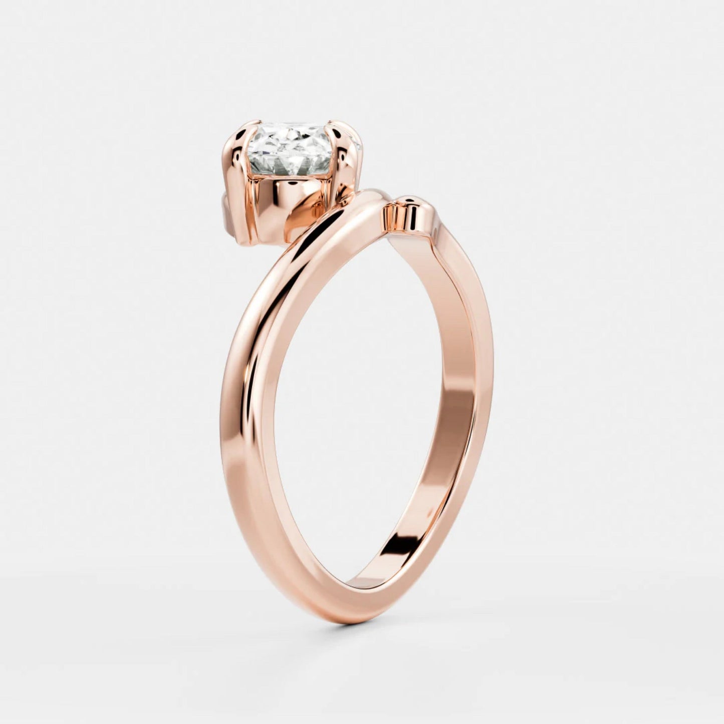 1.0 - 3.5 CT Oval Lab Grown Diamond Twisted Engagement Ring