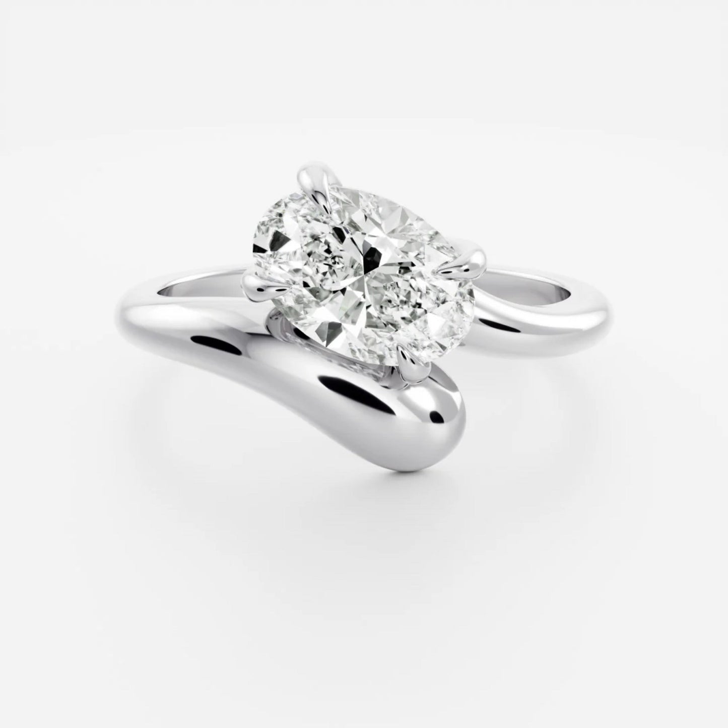 1.0 - 3.5 CT Oval Lab Grown Diamond Wrap Engagement Ring