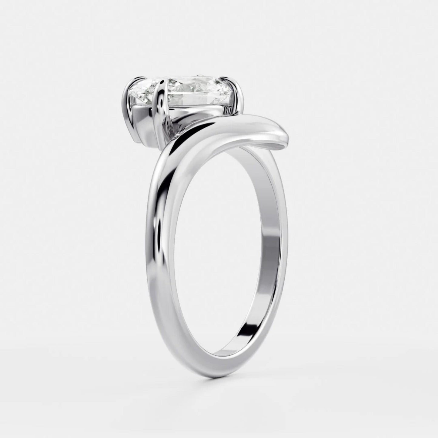 1.0 - 3.5 CT Oval Lab Grown Diamond Wrap Engagement Ring