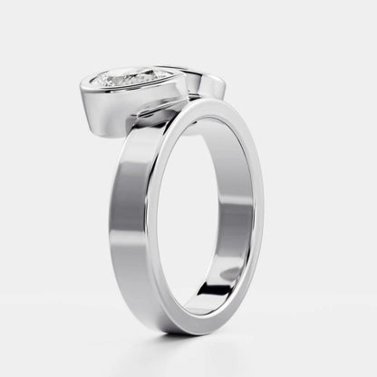 1.0 - 3.5 CT Oval & Pear Lab Grown Diamond Bezel Double Engagement Ring