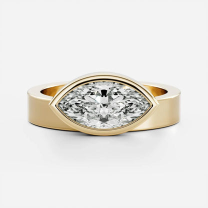 1.0 - 3.5 CT East West Marquise Lab Grown Diamond Bezel Engagement Ring