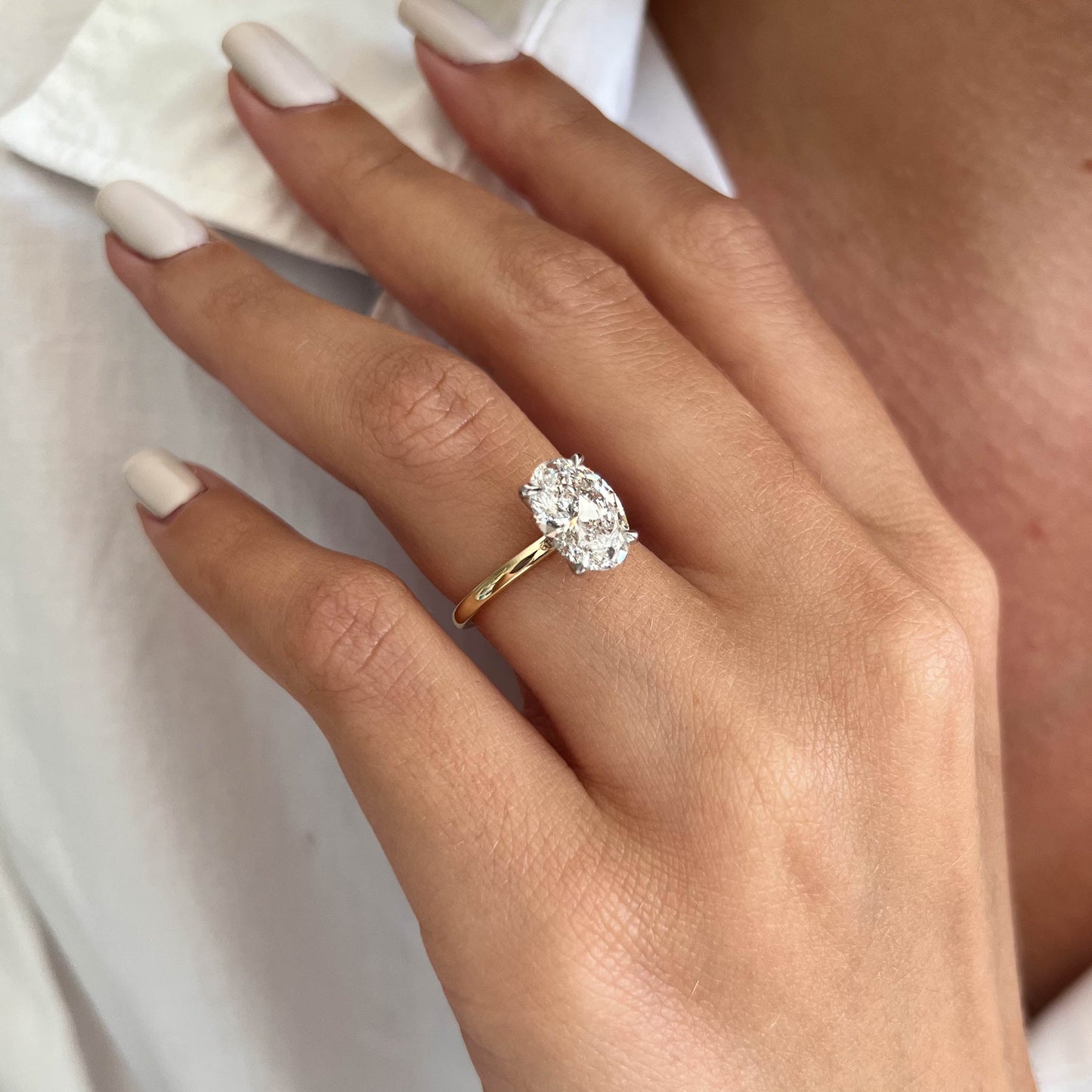 1.0-3.0 CT Oval cut Lab Grown Diamond Solitaire Engagement Ring