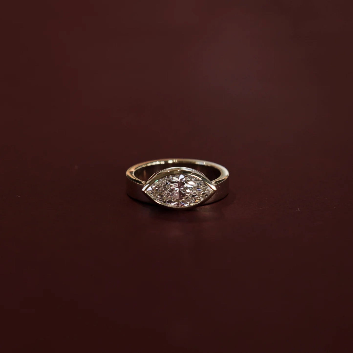 1.0 - 3.5 CT East West Marquise Lab Grown Diamond Bezel Engagement Ring